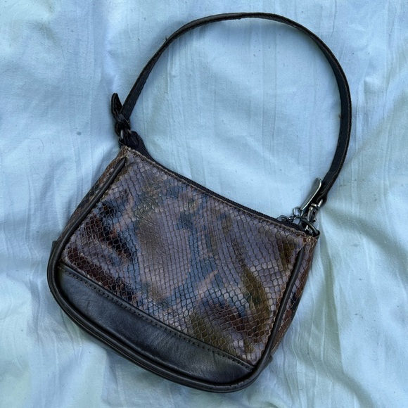 Donald J Pliner Vintage Brown Snake Skin Purse - Picture 3 of 10